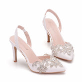 LBSFY  -  Rhinestone Wedding Shoes Bridal Pointed Toe High Heel Gorgeous Party Prom Bridesmaid Dress
